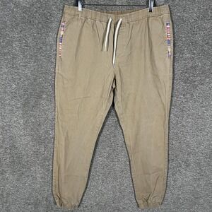 WOWIE Pants Mens XL Beige Jogger Elastic Waist Cuffed Pockets Stretch Casual